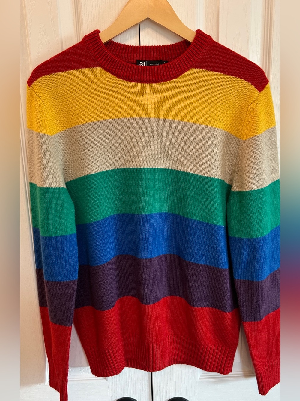 Le 31 par Simons Men's Rainbow Stripe Wool Blend Sweater M EUC